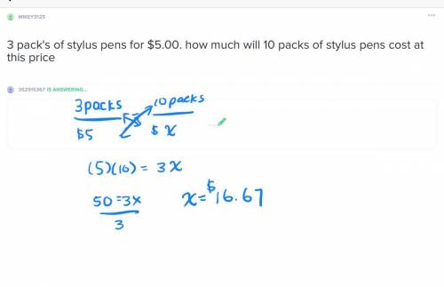 3pack's of stylus pens for $5.00. how much will 10 packs of stylus pens cost at this price