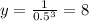 y= \frac{1}{0.5^3} = 8