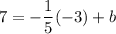 7=-\dfrac{1}{5}(-3)+b