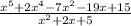 \frac{x^5+2x^4-7x^2-19x+15}{x^2+2x+5}