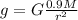 g=G\frac{0.9M}{r^2}