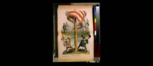Use the political cartoon of william jennings bryan cutting down the american flag as william mckinl