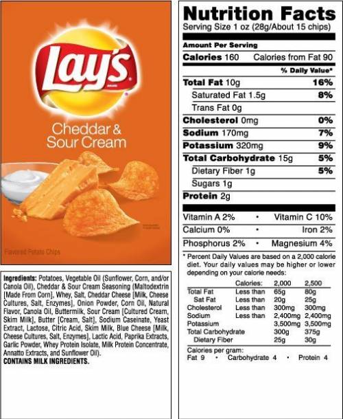 Many packaged foods consumed in one sitting are often listed as multiple servings on the labeling. h
