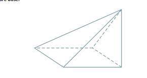 Draw a rectangular prism with a square base such that the pyramid’s vertex lies on a line perpendicu