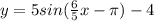 y=5sin(\frac{6}{5}x- \pi )-4