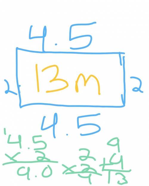 Calculate the perimeter of a rectangle which is 4.5 metres long and 2 metres wide