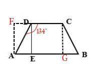 Given:  ab ∥ dc de ⊥ ab , ad = bc m∠adc = 134° ad = 40, dc = 32 find:  area of abcd