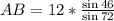 A B=12 * \frac{\sin 46}{\sin 72}