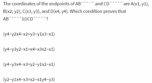 The coordinates of the endpoints of and are a(x1, y1), b(x2, y2), c(x3, y3), and d(x4, y4). which co
