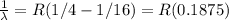 \frac{1}{\lambda}= R(1/4-1/16)=R(0.1875)