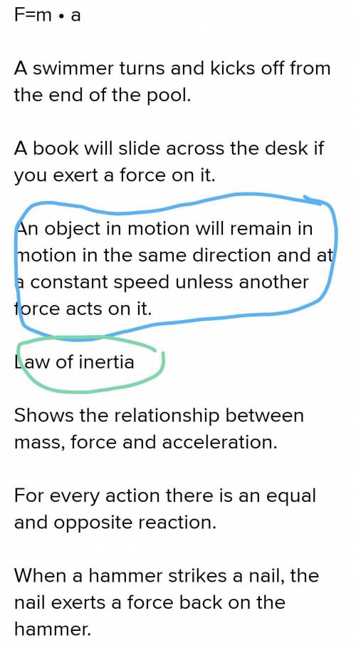 Which of the following best describes newton's first law of motion?  (more than one answer applies)