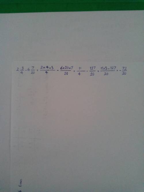 How do i solve 2 3/4 -6 7/20, -2 3/5 - 6 /2/3, and 4 2/3 / 6 3/4?