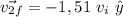 \vec{v_{2f} }=-1,51\ v_{i}\ \hat{y}