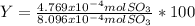 Y=\frac{4.769x10^{-4}mol SO_3}{8.096x10^{-4}mol SO_3} *100