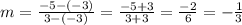 m=\frac{-5-(-3)}{3-(-3)}=\frac{-5+3}{3+3}=\frac{-2}{6}=-\frac{1}{3}