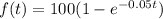 f(t) =100(1-e^{-0.05t} )