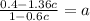 \frac{0.4-1.36c}{1-0.6c} =a