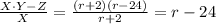 \frac{X \cdot Y -Z}{X} = \frac{ (r+2)(r-24)}{r+2} = r-24