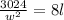 \frac{3024}{w^{2}}=8l