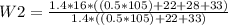 W2=\frac {1.4*16*((0.5*105)+{22+28+33})}{1.4*((0.5*105)+{22+33})}