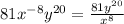 81x^{-8}y^{20}= \frac{81y^{20}}{x^8}