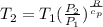 T_2=T_1(\frac{P_2}{P_1})^{\frac{R}{c_p}}