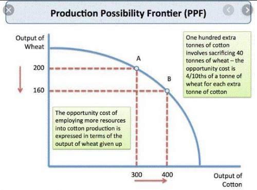 Can someone   me with a graph of the production possibility curve with some of explanations about th