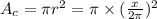 A_c=\pi r^2=\pi \times (\frac{x}{2\pi })^2