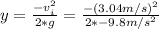 y=\frac{-v_i^2}{2*g}=\frac{-(3.04m/s)^2}{2*-9.8m/s^2}