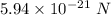 5.94\times 10^{-21}\ N