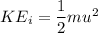 KE_i=\dfrac{1}{2}mu^2