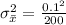 \sigma^2_{\bar{x}}=\frac{0.1^2}{200}