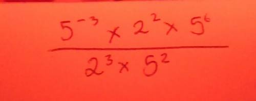 What is the simplified expression for 5 to the power of negative 3 multiplied by 2 to the power of 2
