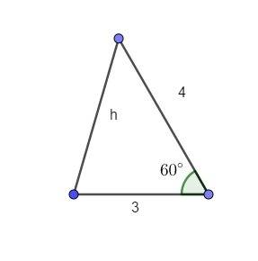 Suppose a triangle has 2 sides of length 3 and 4 and that the angle between these two sides is 60 de