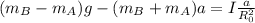 (m_B-m_A)g-(m_B+m_A)a=I\frac{a}{R^2_0}