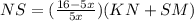 NS=(\frac{16-5x}{5x})(KN+SM)