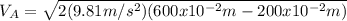 V_{A}=\sqrt{2(9.81m/s^{2})(600x10^{-2}m-200x10^{-2}m)}