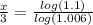 \frac{x}{3}=\frac{log(1.1)}{log(1.006)}