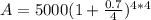 A=5000(1+ \frac{0.7}{4} )^{4*4}