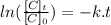 ln(\frac{[C]_{t}}{[C]_{0}} )=-k.t