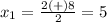x_1=\frac{2(+)8} {2}=5