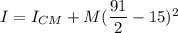 I = I_{CM} + M(\dfrac{91}{2}- 15)^2
