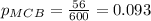 p_{MCB}=\frac{56}{600}=0.093