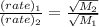 \frac{(rate)_{1}}{(rate)_{2}}=\frac{\sqrt{M_{2}} }{\sqrt{M_{1}}}