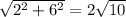 \sqrt{ 2^{2} + 6^{2} } =2 \sqrt{10}