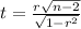 t =\frac{r\sqrt{n-2}}{\sqrt{1-r^2}}