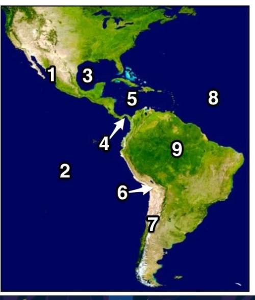 Which number on the map represents the approximate location of the atacama desert? a) 7 b) 6 c) 4 d