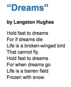 In langston hughes’s poem “dreams,” a “broken-winged bird” is a metaphor for friends holding hands.