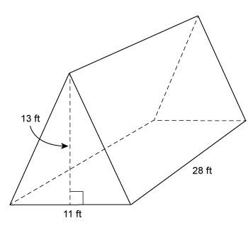 What is the volume of the triangular prism? &nbsp; &nbsp; &nbsp; a. 52 ft3 &nbsp; b. 104 ft