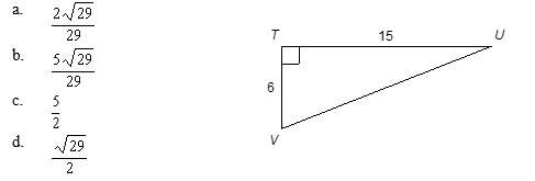 Use the triangle below to find cos∠v.